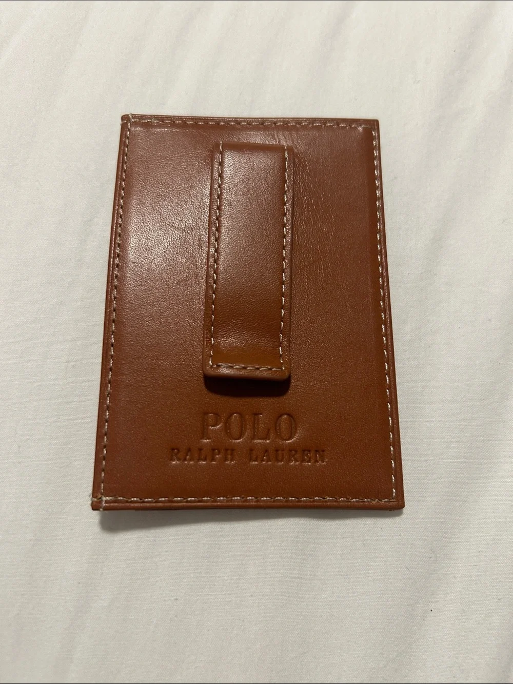 Polo by Ralph Lauren Tan Leather Money Clip Card Holder
